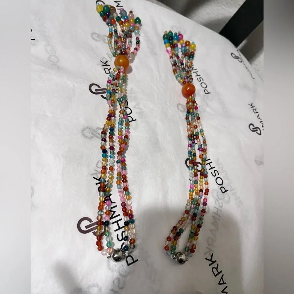 PEDOBO PRE-LOVED MAGNETIC 2 CURTAIN TIEBACKS AGATE BEADS CURTAIN/DRAPE TIES